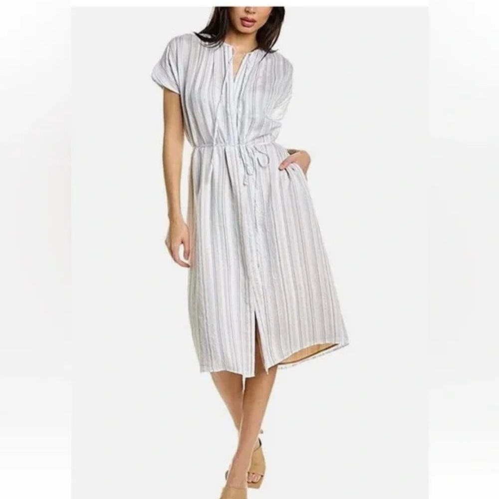 Vince Blue, White, and Tan Striped Button Down Dress - Picture 9 of 9
